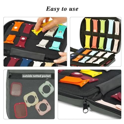 PACMAXI 20 Watch Bands Storage Carrying Case | Expandable Organizer for Most Watch Straps (Dark Grey) thumbnail 3