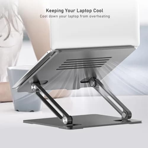 BoYata Adjustable Laptop Stand for Desks, Metal Desktop Riser for Laptops up to 15 Inches, Space Gray | Ergonomic Z-Type Design thumbnail 6
