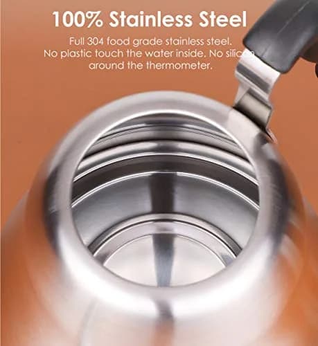 Chefbart Gooseneck Tea Kettle with Thermometer, 800ml (28oz) Brushed Stainless Steel | Precision Pouring for Coffee & Tea thumbnail 3