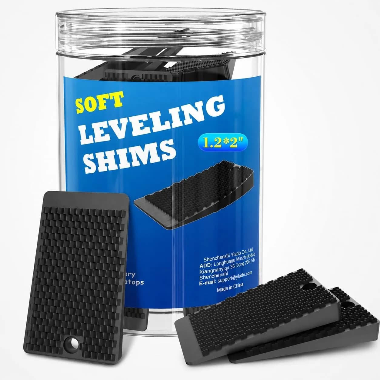 YARKOR Furniture Levelers 2" (5 cm) Rubber Shims, 32-Piece Pack | Non-Slip Wedges for Uneven Floors — Black