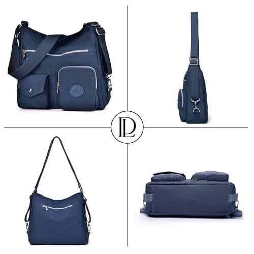 Dora & Liz Nylon Hobo Purse for Women, Convertible Crossbody Shoulder Handbag 35cm (13.8" L x 4.5" W x 13" H) | Multi-Way Carry & RFID Protection thumbnail 7