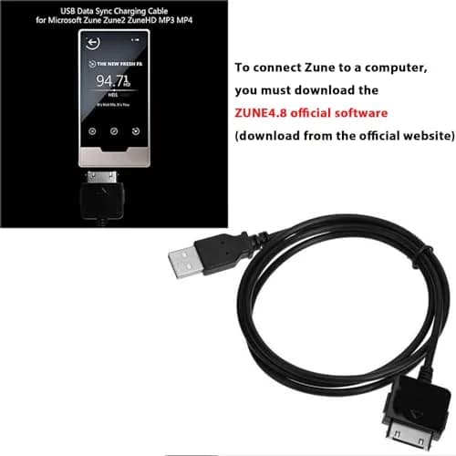 Adhiper Black USB Sync Data Transfer Charging Cable for Microsoft Zune Zune2 ZuneHD MP3 MP4 Player (1m / 3.3ft) thumbnail 7