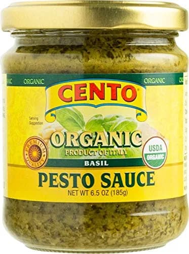 Cento Organic Basil Pesto 6.5 oz | USDA Certified Organic Sauce for Pasta & More