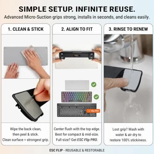 GPG2 ESC Flip Keyboard Stand for Desk, Adjustable Angles, Compatible with Apple Magic Keyboard & More thumbnail 2