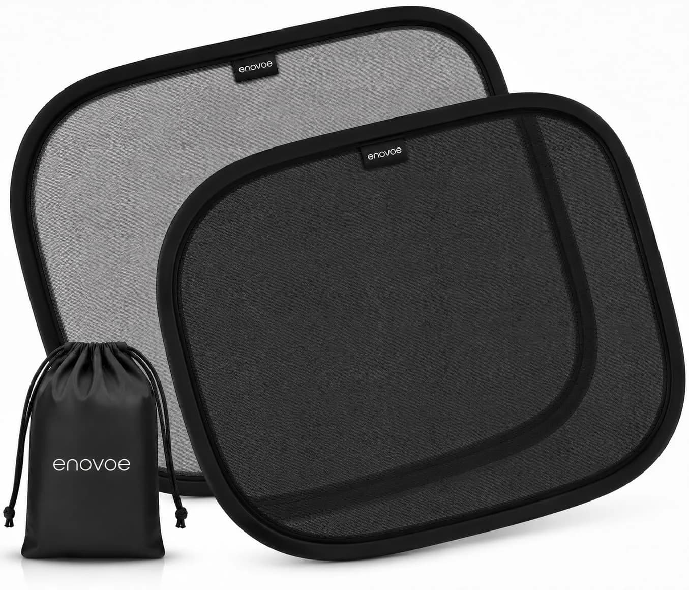 Enovoe Car Window Shades 2-Pack 48cm x 30cm (19" x 12") | Static Cling UV Protection for SUVs, Sedans, Trucks — 19x12''
