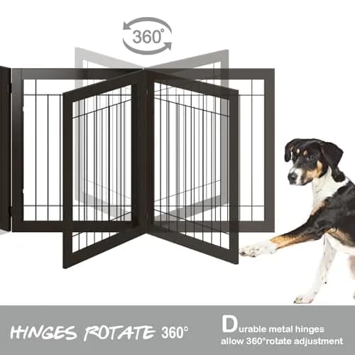 PAWLAND Dog Gate Indoor with Door, Freestanding, Foldable, 144" Wide, 30" H | Versatile Wooden Pet Barrier for All Breeds thumbnail 7
