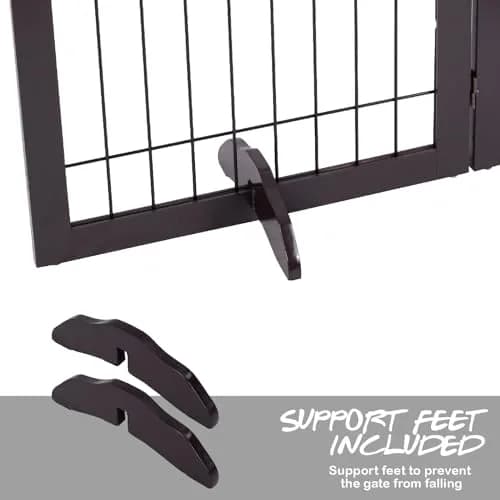 PAWLAND Dog Gate Indoor with Door, Freestanding, Foldable, 144" Wide, 30" H | Versatile Wooden Pet Barrier for All Breeds thumbnail 9