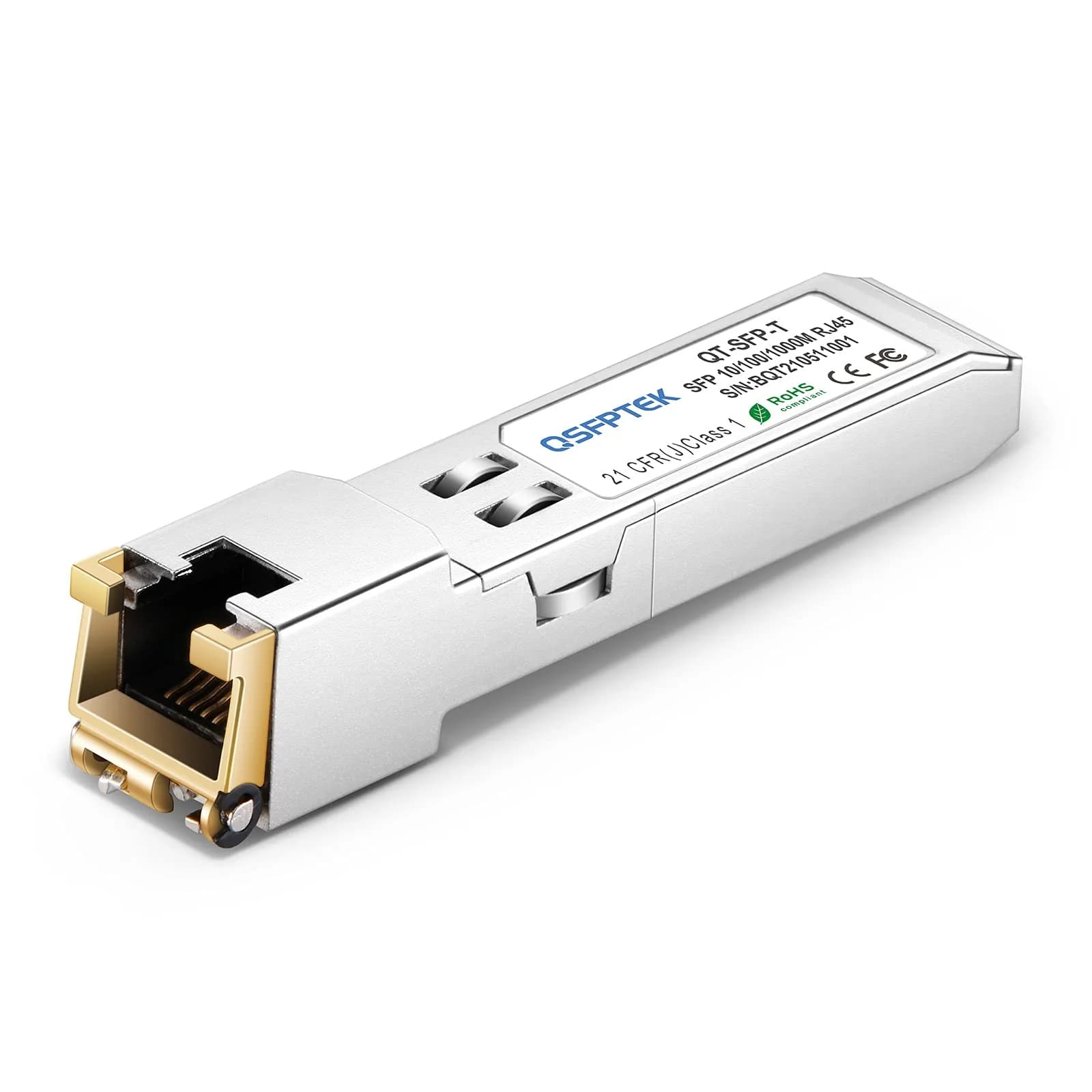 QSFPTEK 1.25G SFP-T Gigabit SFP Copper Ethernet Module | RJ45 Copper Transceiver for Cisco & Mikrotik (10/100/1000M, Reach 100m) — for Cisco