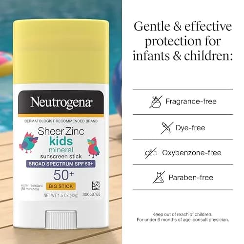 Neutrogena Sheer Zinc Oxide Kids Mineral Sunscreen Stick SPF 50+ 42g (1.5 Fl Oz) | Broad Spectrum UVA/UVB Protection thumbnail 5