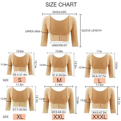woahee Women's Arm Shaper Plus Size Compression Sleeve Garment Nude Medium | Post Surgical Arm Shapewear with 4-Row Hook Closure thumbnail 4