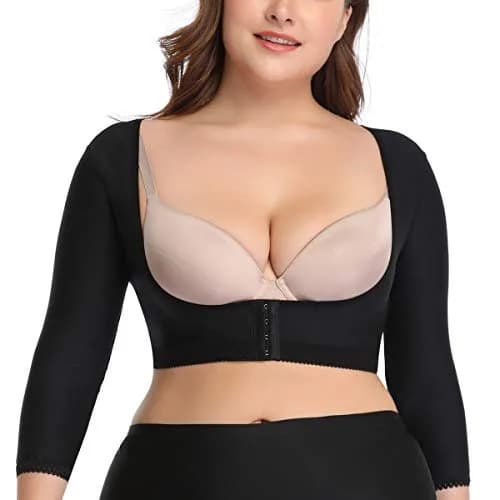 woahee Women's Arm Shaper Plus Size Arm Faja Compression Sleeve for Post Surgical Recovery, Black Large thumbnail 1