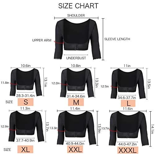 woahee Women's Arm Shaper Plus Size Arm Faja Compression Sleeve for Post Surgical Recovery, Black Large thumbnail 4