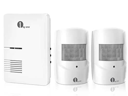 1byone Driveway Alarm System with 2 PIR Sensors & 1 Plug-in Receiver | 300m Wireless Range, 36 Melodies thumbnail 1