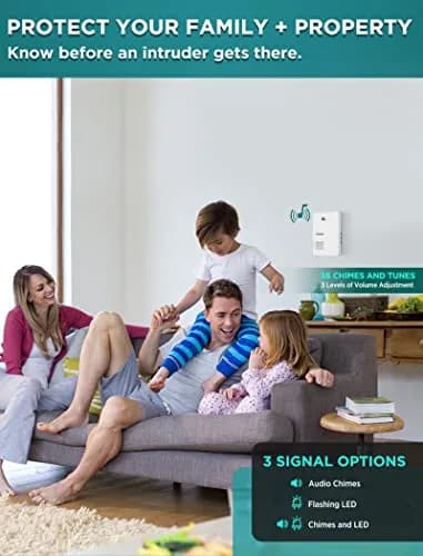 1byone Driveway Alarm System with 2 PIR Sensors & 1 Plug-in Receiver | 300m Wireless Range, 36 Melodies thumbnail 7