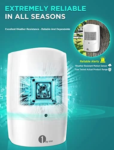 1byone Driveway Alarm System with 2 PIR Sensors & 1 Plug-in Receiver | 300m Wireless Range, 36 Melodies thumbnail 3