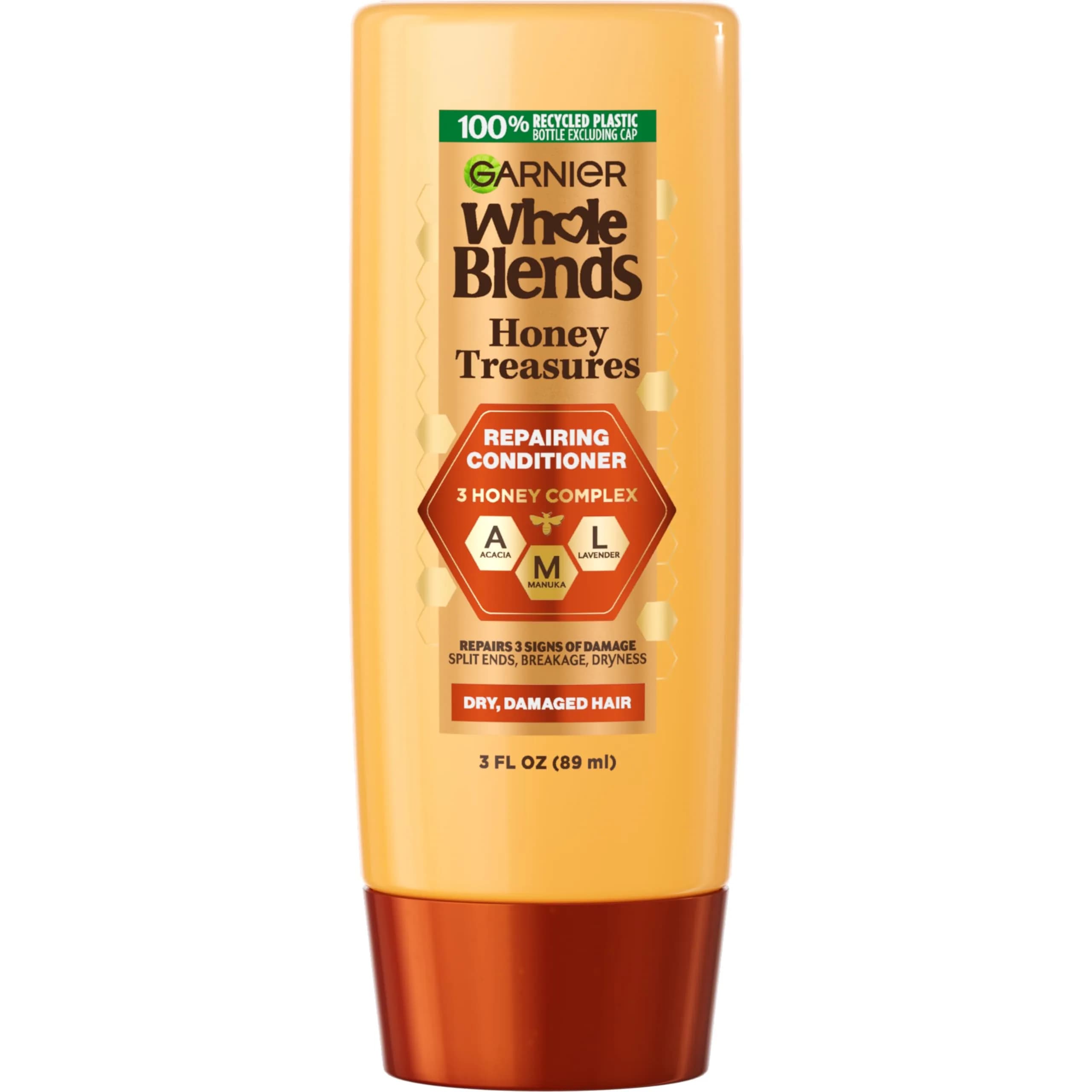 Garnier Whole Blends Honey Treasures Repairing Conditioner 3 Fl Oz | Nourishes & Strengthens Damaged Hair — Yellow