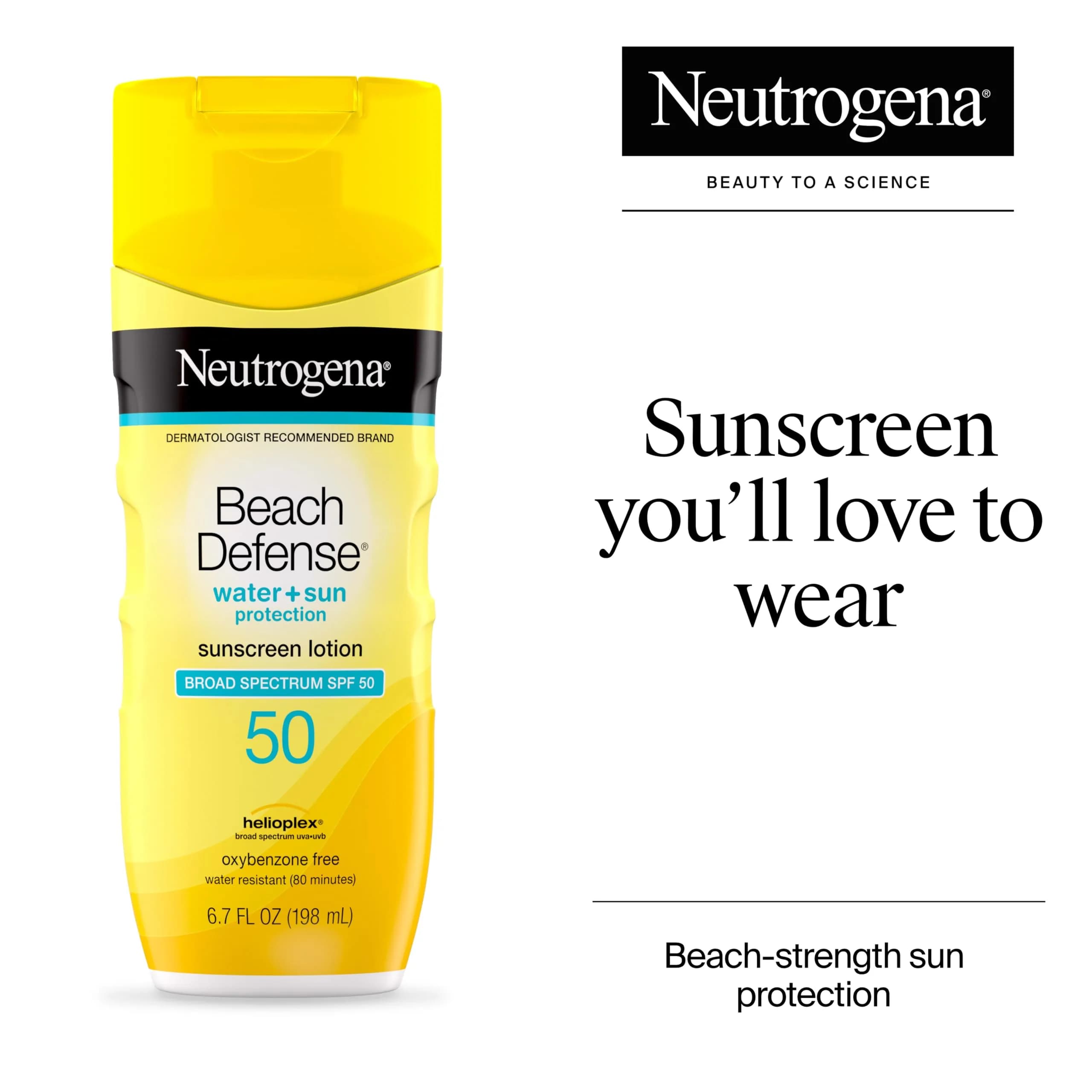 Neutrogena Beach Defense Sunscreen Lotion SPF 50 - Face & Body, Reef Compliant, 198ml (6.7 fl oz) | Broad Spectrum UVA/UVB Protection - view 2