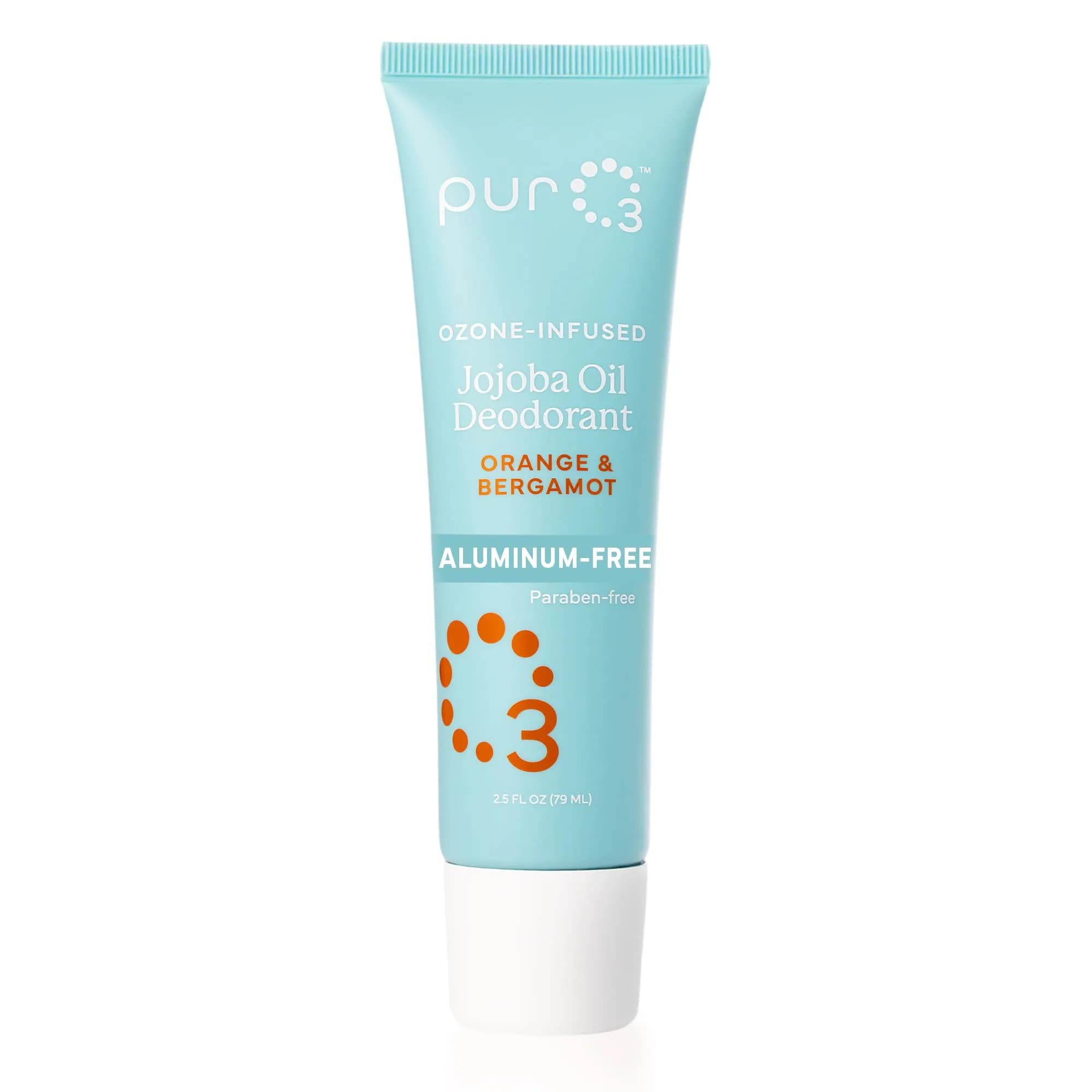 PurO3 Jojoba Oil Organic Deodorant, Orange & Bergamot | Natural Vegan Roll-On, 2.5 fl oz