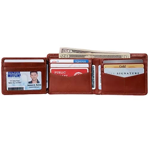Alpine Swiss Spencer RFID Leather Bifold Wallet for Men | 11.1 cm (4.37") | 14 Card Slots thumbnail 6