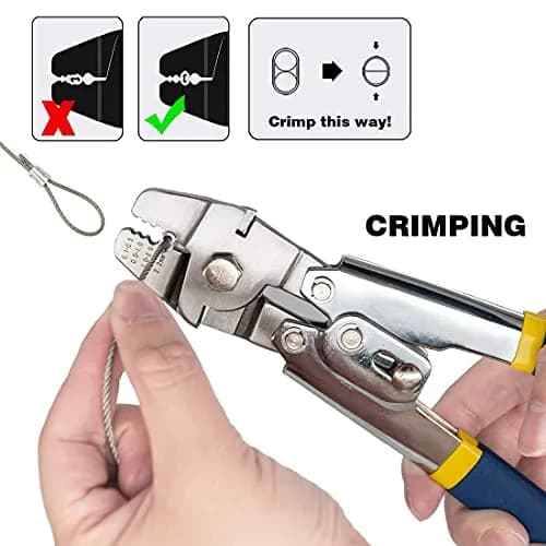 Sanuke Wire Rope Crimping Kit with 160pcs Ferrule Sleeves & 10pcs Steel Thimbles | 2.2mm Cable Swaging Tool thumbnail 4