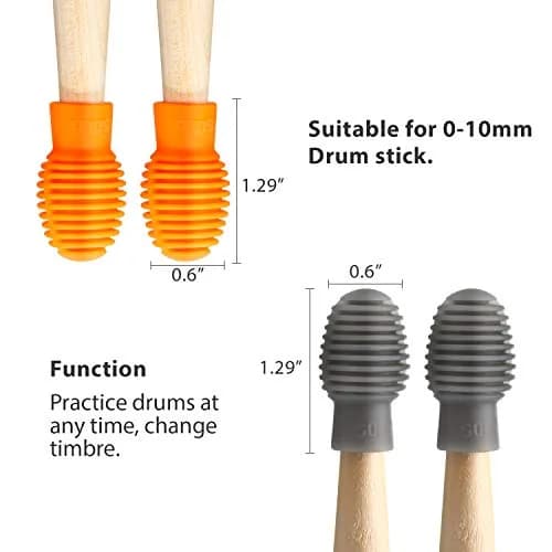 Frienda Silicone Drumstick Dampeners 4 Pcs | Noise-Reducing Practice Tips for Drummers thumbnail 2