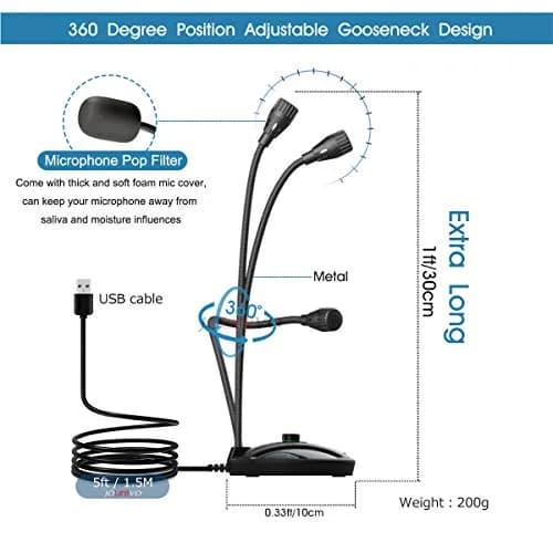 JOUNIVO JV603PRO USB Condenser Microphone for PC & Mac | Cardioid Podcast Mic with Mute Button & LED thumbnail 3