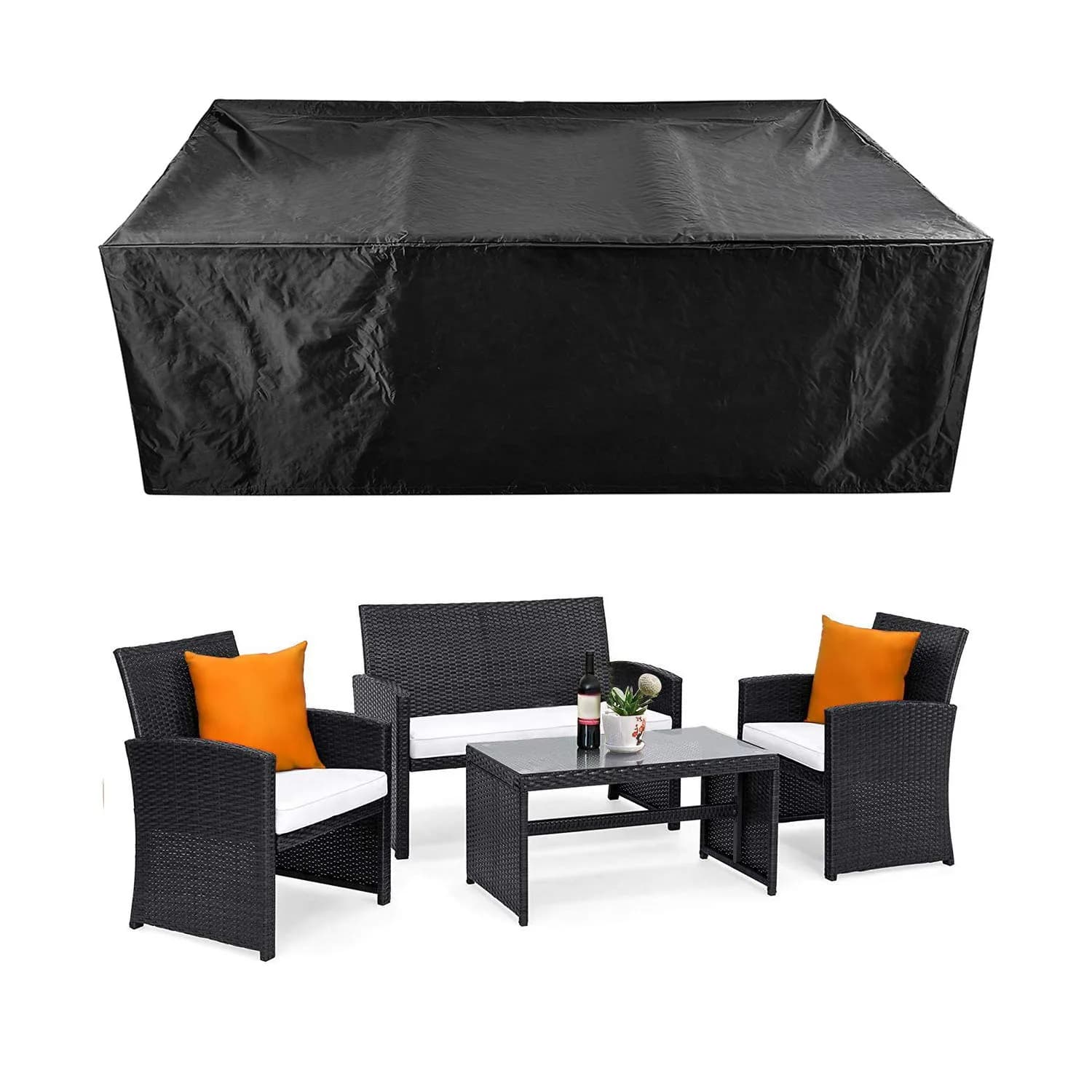 CKCLUU Patio Furniture Cover 208 cm x 158 cm x 76 cm | Waterproof 420D Oxford Fabric with Buckles - main product image