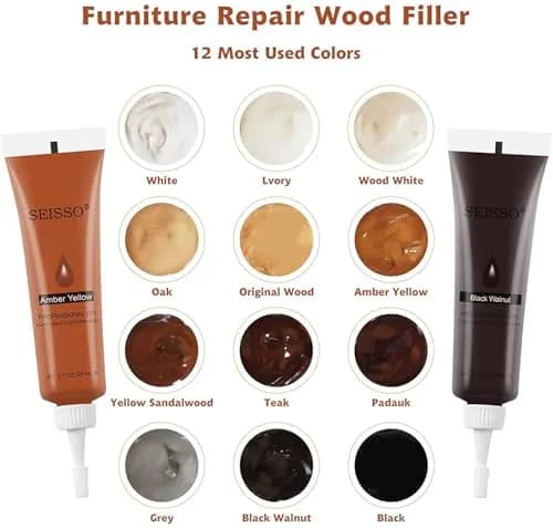 SEISSO Wood Repair Kit Touch Up Paint 12 Colors | Restores Furniture Scratches & Dents thumbnail 2
