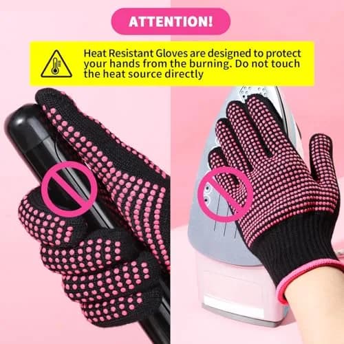 Teenitor Heat Resistant Styling Gloves 2 Pcs, Rose Red | Protects Hands Up to 250°C (482°F) thumbnail 6