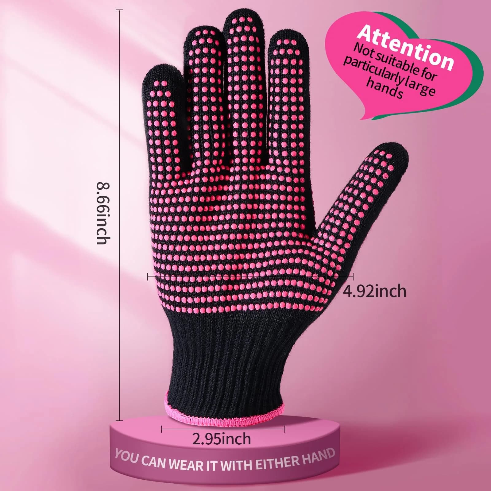 Teenitor Heat Resistant Styling Gloves 2 Pcs, Rose Red | Protects Hands Up to 250°C (482°F) - view 7