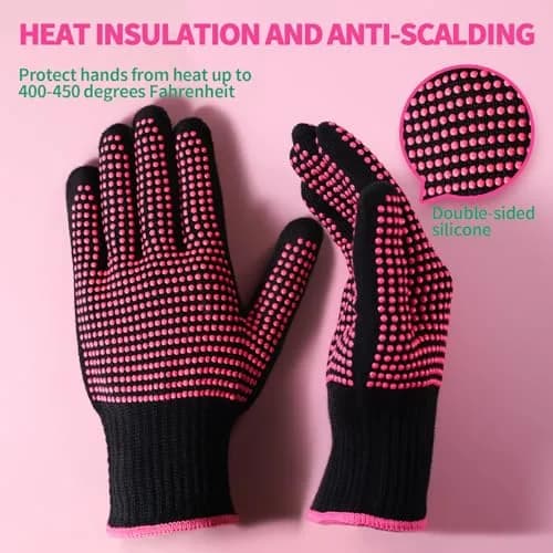 Teenitor Heat Resistant Styling Gloves 2 Pcs, Rose Red | Protects Hands Up to 250°C (482°F) thumbnail 2