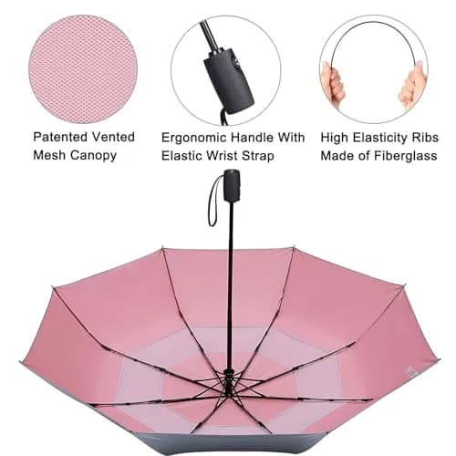 G4Free UPF 50+ UV Protection Travel Umbrella 46 Inch Sun Umbrella | Windproof & Waterproof with Silver Coating thumbnail 4