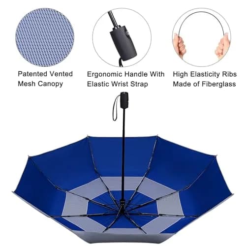 G4Free UPF 50+ UV Protection Travel Umbrella 46 Inch Sun Umbrella | Windproof & Waterproof, Auto Open/Close, Compact Size thumbnail 4