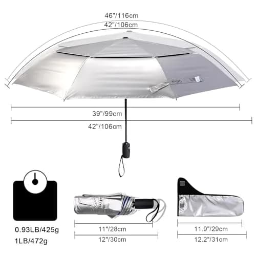 G4Free UPF 50+ UV Protection Travel Umbrella 46 Inch Sun Umbrella | Windproof & Waterproof, Auto Open/Close, Compact Size thumbnail 5