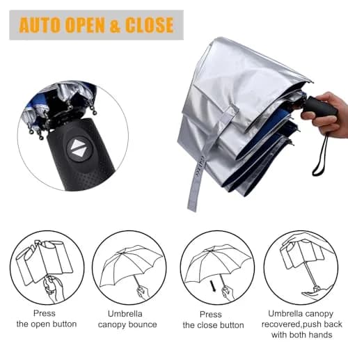 G4Free UPF 50+ UV Protection Travel Umbrella 46 Inch Sun Umbrella | Windproof & Waterproof, Auto Open/Close, Compact Size thumbnail 6