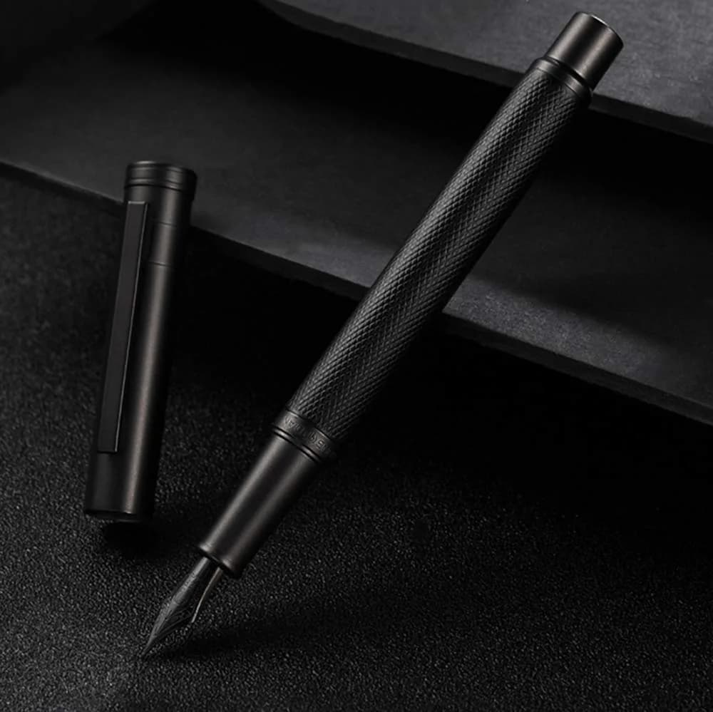 erofa H3 Black Fountain Pen with Bamboo Clip, Fine Nib, Silver Aluminum Alloy, 1 Count - view 2