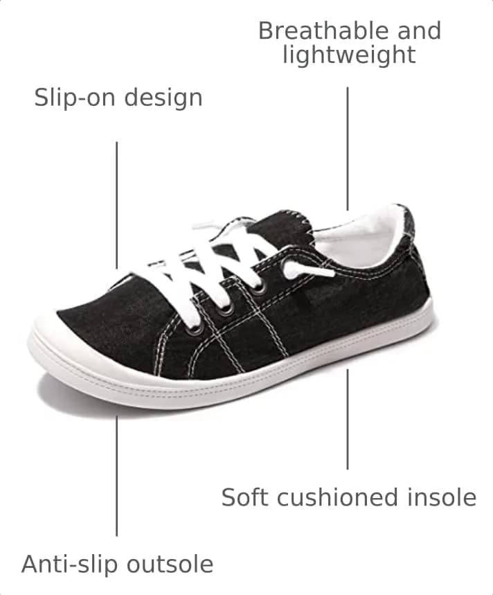 BENEKER Women's Slip-On Canvas Sneakers Low Top Walking Shoes Black Size 6 (US Women's) | Breathable & Lightweight for Daily Wear thumbnail 4