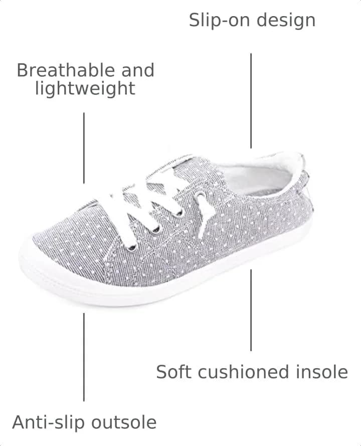 BENEKER Women's Low Top Canvas Sneakers with Polka Dots, Size 8 (US 8 / 25.4 cm) thumbnail 3