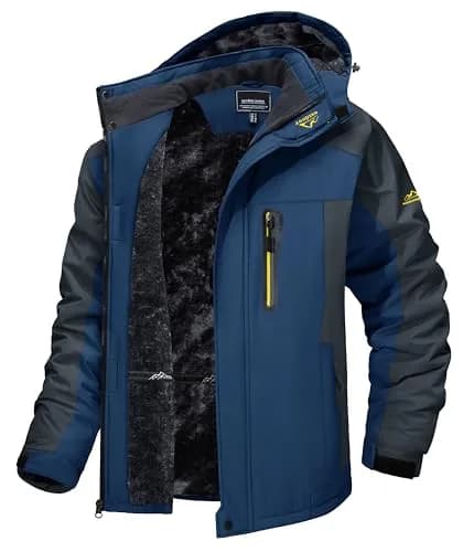 TACVASEN Men's Winter Ski Jacket Navy XL | Water Resistant, Windproof, Fleece Lined thumbnail 1