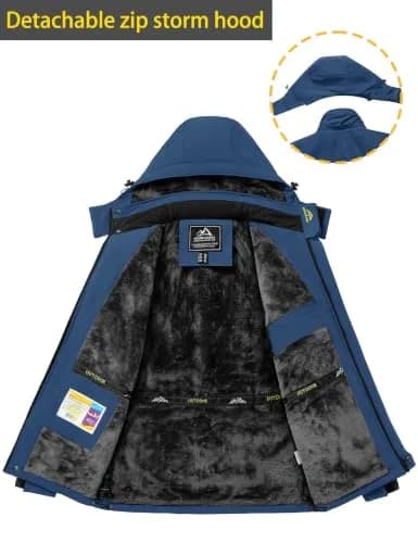 TACVASEN Men's Winter Ski Jacket Navy XL | Water Resistant, Windproof, Fleece Lined thumbnail 4