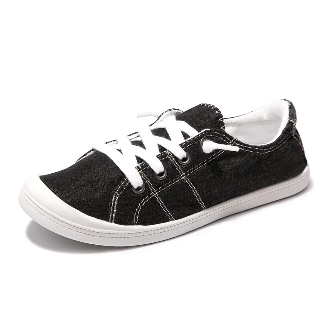 BENEKER Women's Slip-On Canvas Sneakers Low Top Walking Shoes Black Size 11 (28.5cm)