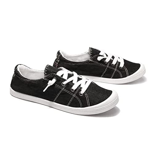 BENEKER Women's Slip-On Canvas Sneakers Low Top Walking Shoes Black Size 11 (28.5cm) thumbnail 7