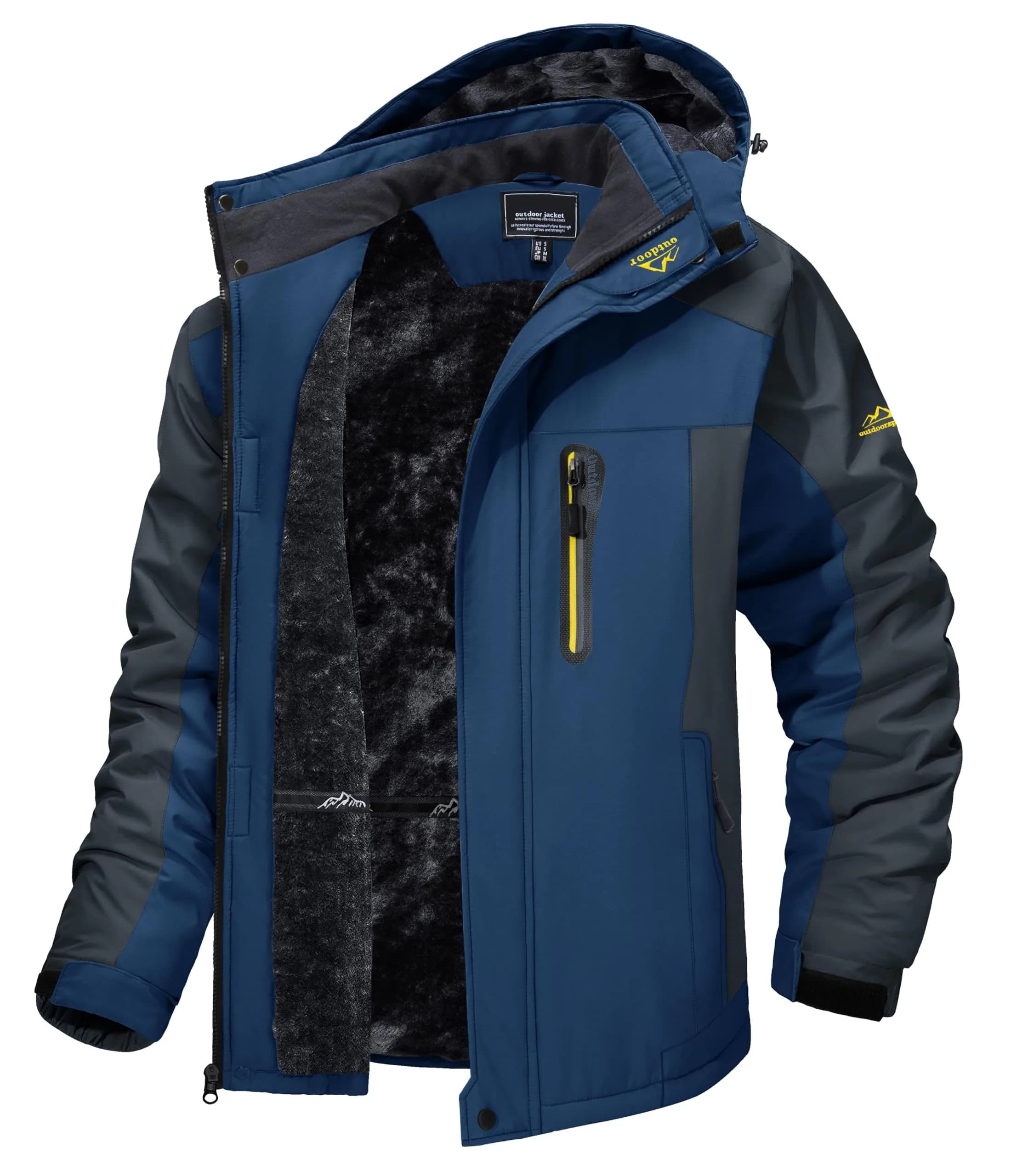 TACVASEN Men's Waterproof Ski Jacket XL (1.17 kg / 2.6 lb) | Windproof Fleece Lined Snowboard Coat — Navy