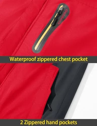 TACVASEN Men's Waterproof Ski Jacket Red XL | Windproof Fleece Lined Snowboard Coat thumbnail 6