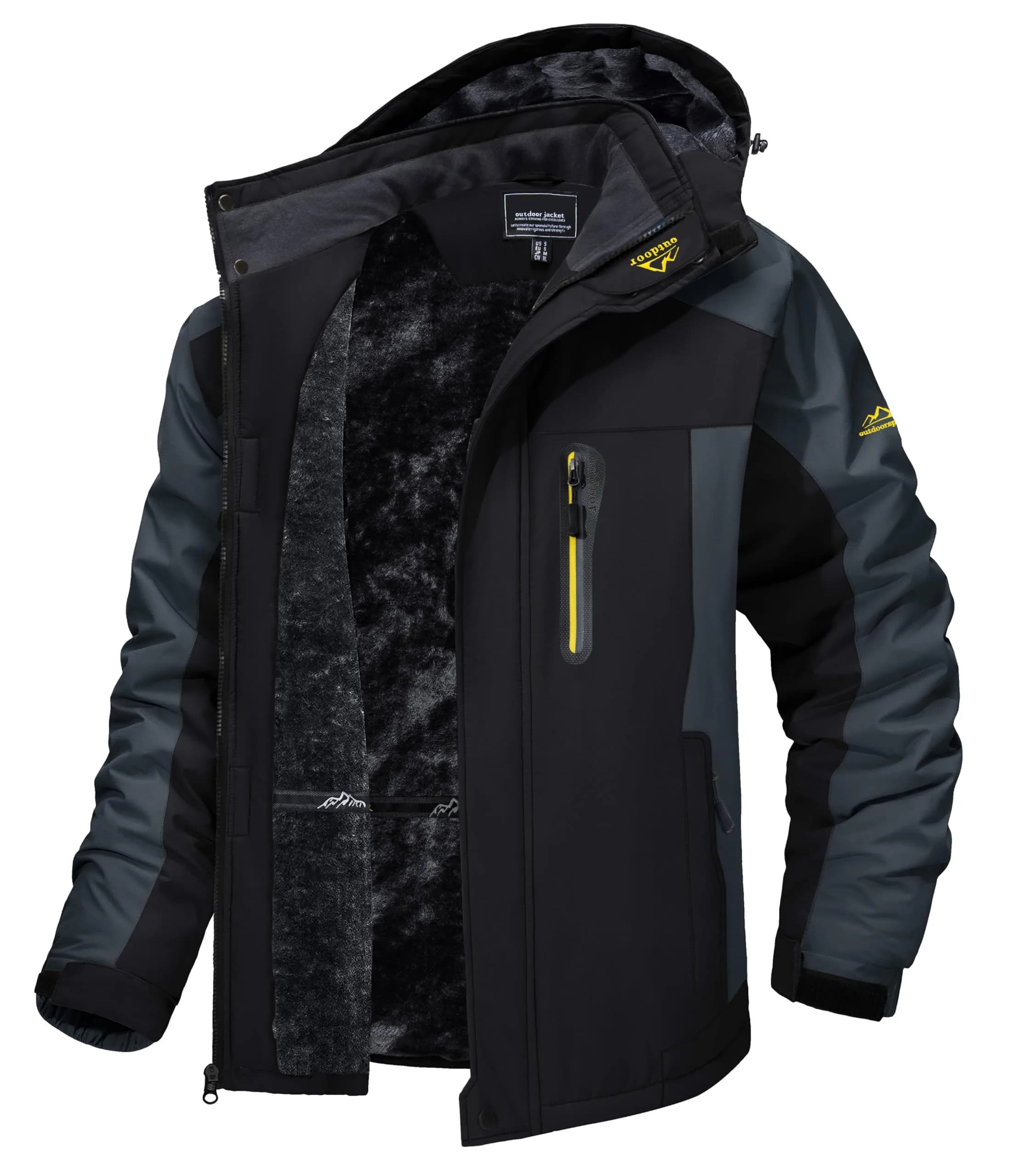 TACVASEN Men's Waterproof Ski Jacket XL (1.17 kg / 2.6 lb) | Windproof Fleece Lined Snowboard Coat