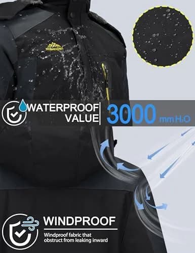 TACVASEN Men's Waterproof Ski Jacket XL (1.17 kg / 2.6 lb) | Windproof Fleece Lined Snowboard Coat thumbnail 2