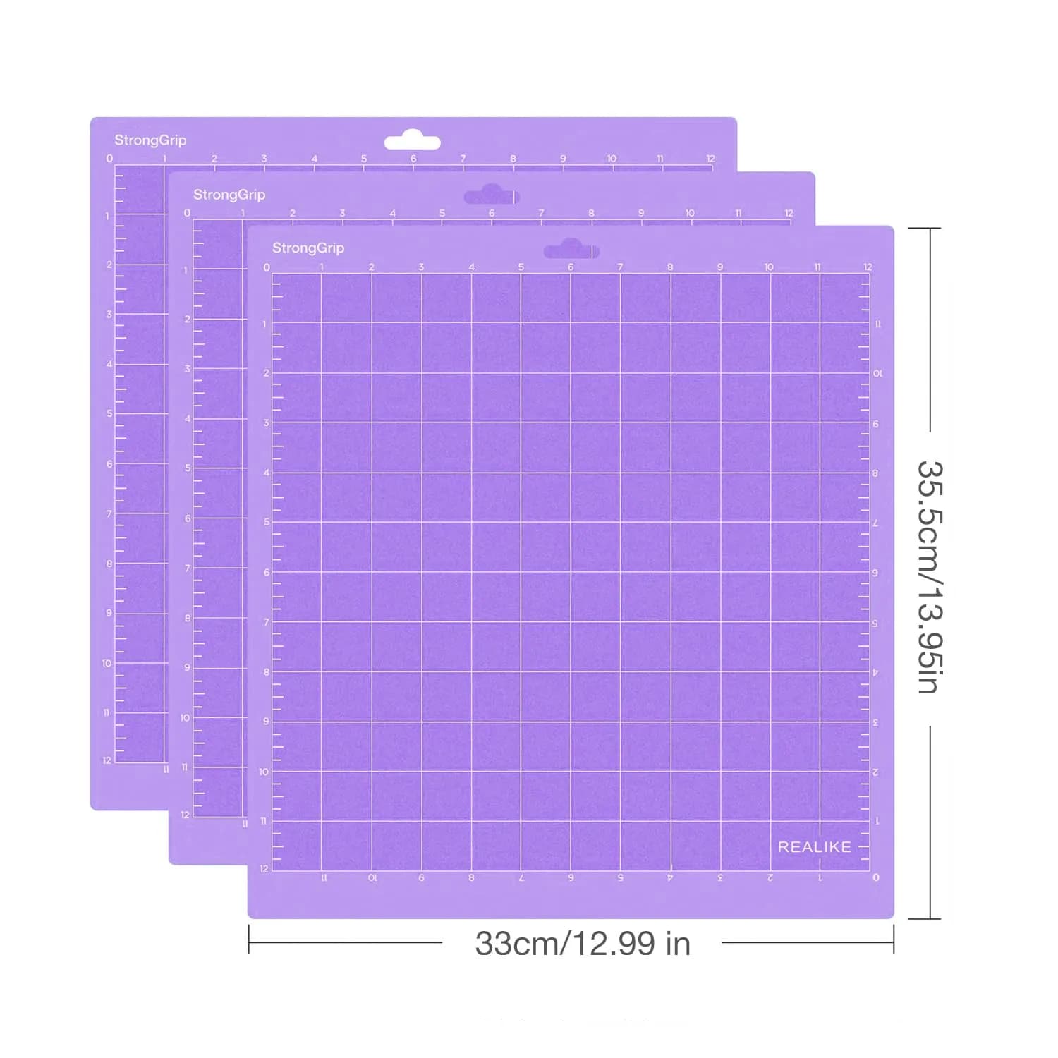 REALIKE 12x12 inch StrongGrip Cutting Mat (3 Mats, Purple) | Perfect for Cricut Crafts & Quilting - view 2