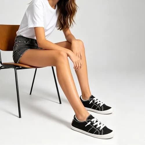 BENEKER Women's Slip-On Canvas Sneakers Low Top Walking Shoes Black | Breathable Lightweight Comfort for Everyday Wear thumbnail 2