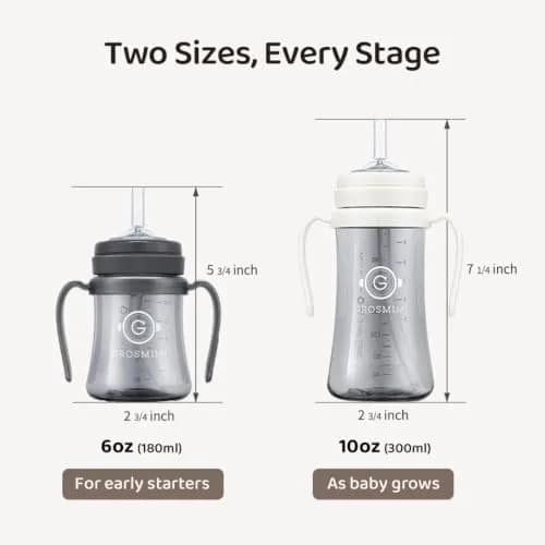 GROSMIMI PPSU Baby Straw Cup Stage 1, 6oz (Aqua Green) | Spill-Proof, BPA-Free, 180ml thumbnail 6