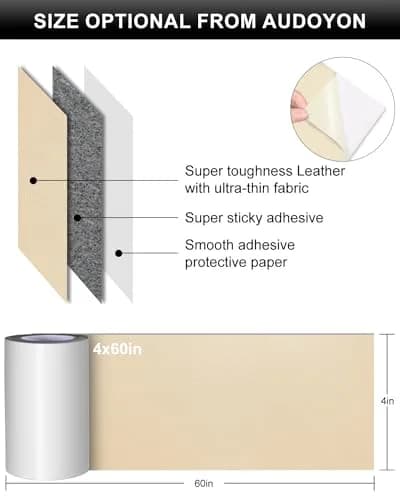 Numola Self-Adhesive PU Leather Repair Patch 360" x 4" (10.2cm x 914.4cm) | Fixes Sofas, Jackets, Bags thumbnail 2